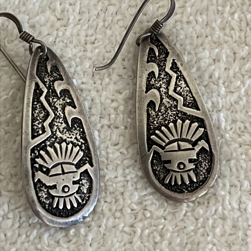 Sterling Silver Thunderbird Pendant Earrings